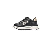 LIU JO BF5043 Amazing Black Sneakers Moda per Donna in Pelle Nera con zirconi e Zeppa (Taglia 36)