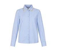 Liu Jo, ,Blouses & Shirts ,Donna ,Blu ,M Camicia a righe in popeline con colletto removibile