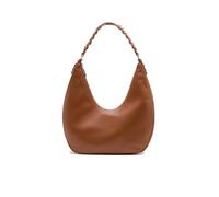 LIU JO Borsa Hobo in pelle sintetica, marrone cognac, con cinturino a catena intrecciata, stile casual