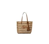 Liu Jo Borsa Shopping in Paglia, Marrone, 35x38x22 cm, con Logo e Chiusura a Bottone Magnetico