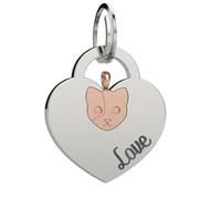 Liu Jo Bracciale con Medaglina Divisibile per Gatto, Ciondolo Cuore in Acciaio con Pendente Amovibile, Lunghezza Regolabile 16-19 cm, Dimensioni Ciondolo 2.5 x 2.5 cm