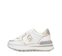 LIU-JO CALZATURE SCARPA DONNA SNEAKERS CALF LEATHER IN SUEDE E MESH METAL WHITE