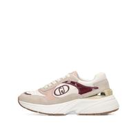 LIU-JO CALZATURE SCARPA DONNA SNEAKERS IN SUEDE E NYLON ROPE MILK CREMISI BF5017