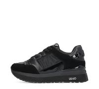 LIU-JO CALZATURE SCARPA DONNA SNEAKERS MAXI WONDER 91 COW SUEDE NYLON CALF BLACK
