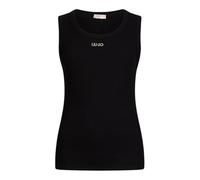 Liu Jo Canotta A Costine Logo Piccolo Ricamato da Donna TA6097 (IT, Testo, S, Regular, Regular, Nero)