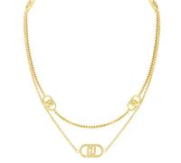 Liu Jo collana in acciaio color oro gold logo e strass 50 cm LJ2907
