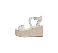 Liu Jo Cv Bali 01 - Sandali In Pelle Con Zeppa Bianco - Donna Scarpe Sandali