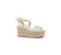 Liu Jo Cv Bali 01 - Sandali In Pelle Con Zeppa Bianco - Donna Scarpe Sandali