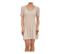 Liu Jo, ,Dresses ,Donna ,Beige ,XS Mini Abito in Maglia con Scollo a V