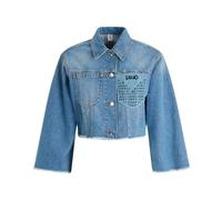 Liu Jo - Giacca Cropped in Denim con Bordini Sfrangiati - - Jackets - Donna - Blu - S