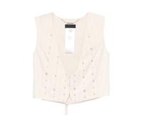 Liu Jo - Gilet a Righe con Ricami di Gioielli - - Jackets - Donna - Beige - M