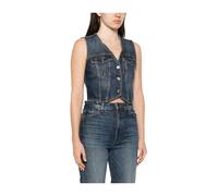Liu Jo - Gilet in Cotone Lavato - - Jackets - Donna - Blu - M