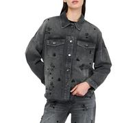 Liu Jo giubbino in denim con applicazioni gioiello lavaggio nero