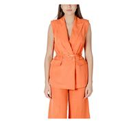 Liu Jo, ,Jackets ,Donna ,Arancione ,S Gilet in Lino Marrone con Cintura