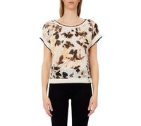 Liu Jo Maglia Donna Manica Corta Sfumature di Colore TA6220 (IT, Testo, S, Regular, Regular, Brown Shades)