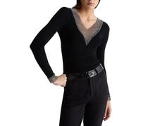 Liu Jo Maglione Donna, Modello ECS Maglia Chiusa M/L con Scollatura a V, in Misto Viscosa, Colore Nero Nero Nero