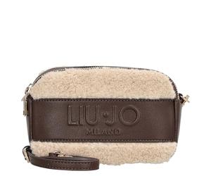 Liu Jo Milano Borsa a Tracolla in Ecopelle con Fodera in Pelliccia di Pecora, Marrone e Beige