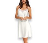 LIU . JO MILANO Camicia da Notte da Donna Sottoveste in Raso e Pizzo con Spalline Regolabili Art. DL 0001 (Latte, 44)