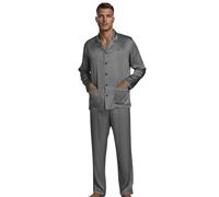 Liu Jo Milano Pigiama Uomo in Raso Completo Manica Lunga e Pantalone Lungo, vestibilità Comoda, Made in Italy, Colore Grigio Art. 524 u (IT, Testo, XL, Regular, Regular)