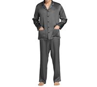 LIU . JO MILANO Pigiama Uomo in Raso Maglia Aperta con Bottoni e Pantalone Lungo Art. DL 524 (IT, Testo, L, Regular, Regular, Grigio)