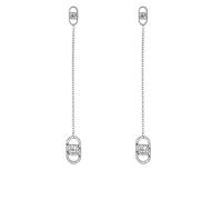 Liu Jo orecchini in acciaio silver logo e zirconi 4 cm LJ2901
