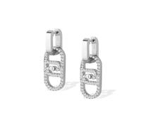 Liu Jo orecchini in acciaio silver logo e zirconi 2,8 cm LJ2811