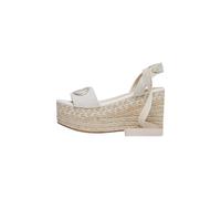 Liu Jo Sandali con Zeppa Espadrillas Beige, Lacci Alla Caviglia, Plateau in Corda, Logo Metallico, Punta Aperta, Tacco 10cm TG-37