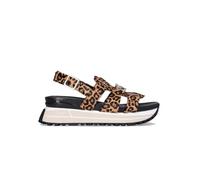 LIU.JO - Sandali piattaforma, motivo leopardo, fibbie argentate, suola bianca e nera, Leopardato, 37 EU