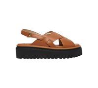 Liu Jo Sandali Platform con Cinturino alla Caviglia, Cuoio Marrone e Nero, Suola Chunky, Punta Aperta, Stile Casual Tg-37