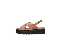 Liu Jo Sandali Platform con Cinturino alla Caviglia, Cuoio Marrone e Nero, Suola Chunky, Punta Aperta, Taglia 38