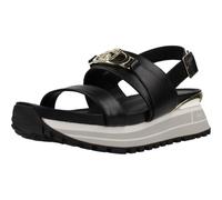 Liu Jo - Sandali sportivi da donna, con plateau, colore: bianco, strisce nere con fibbia, suola antiscivolo, Nero , 38 EU