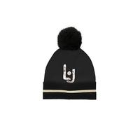LIU JO Sport Berretto Donna in Maglia con Pompon TF3236 (Taglia Unica, Nero)