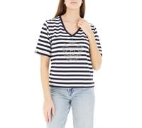 Liu Jo t-Shirt Donna Scollo a V Cotone TA6206 (IT, Testo, M, Regular, Regular, Blue/Latte)