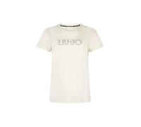 Liu Jo T-shirt manica corta con logo strass panna