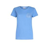 LIU-JO T SHIRT DONNA MAGLIETTA A MANICHE CORTE MODA LOGO E STRASS BLUE BONNET WA