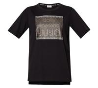 T shirt donna Liu Jo con logo e strass nero E25LJ33 TF4020 JS923 N9585 L