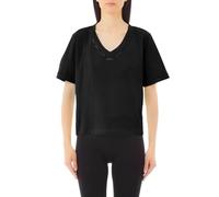Liu Jo T-shirt Donna TA5175 Scollo a V con Logo e Strass Taglia M Vestibilità Regular Nero