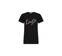 Liu Jo T-Shirt in Cotone con Logo in Strass | 5BLDAUF5266JS904 P9004 Nero, Nero, L