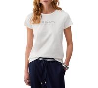 Liu Jo T-shirt manica corta con logo strass panna