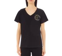Liu Jo T-shirt manica corta con scollo a V logo strass nero S