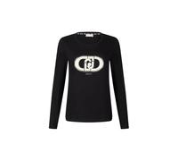 Liu Jo T-Shirt Manica Lunga in Cotone con Logo/Perle TF5299 (IT, Testo, XS, Regular, Regular, Nero)