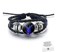 LIU JUN Bracciale da uomo, con 12 costellazioni, in pelle multistrato intrecciata a mano, regolabile, accessorio regalo per gli amanti delle costellazioni (Capricorno)