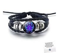 LIU JUN Bracciale da uomo, con segni zodiacali, 12 costellazioni, in pelle multistrato intrecciata a mano, regolabile, accessori per amanti delle costellazioni (cancro)