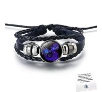 LIU JUN Braccialetto con segni zodiacali da uomo, 12 costellazioni, in pelle multistrato intrecciata a mano, regolabile, accessorio regalo per gli amanti delle costellazioni (acquario)
