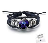 LIU JUN Braccialetto con segni zodiacali da uomo, 12 costellazioni, in pelle multistrato intrecciata a mano, regolabile, accessori regalo per gli amanti delle costellazioni (Gemelli)