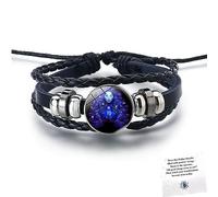 LIU JUN Braccialetto con segni zodiacali da uomo, 12 costellazioni, in pelle multistrato intrecciata a mano, regolabile, accessori regalo per gli amanti delle costellazioni (vergine)