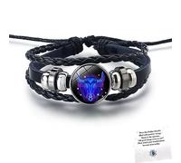 LIU JUN Braccialetto con segni zodiacali da uomo, 12 costellazioni, in pelle multistrato intrecciata a mano, regolabile, accessori regalo per gli amanti delle costellazioni (Toro)