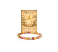LIU JUN Braccialetto da donna con perline colorate naturali di Bodhi, perline da 8 mm di colore sfumato con perline di energia positiva, protezione elastica, Reiki, spirituale, elastico, regalo