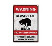 LIUAXICIA Targa in latta con scritta "Beware of Bear", per casa, bar, caffetteria, decorazione da parete, 20,3 x 30,5 cm