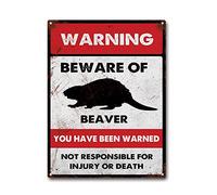 LIUAXICIA Targa in latta con scritta "Beware of Beaver", in metallo, stile vintage, 30,5 x 40,6 cm